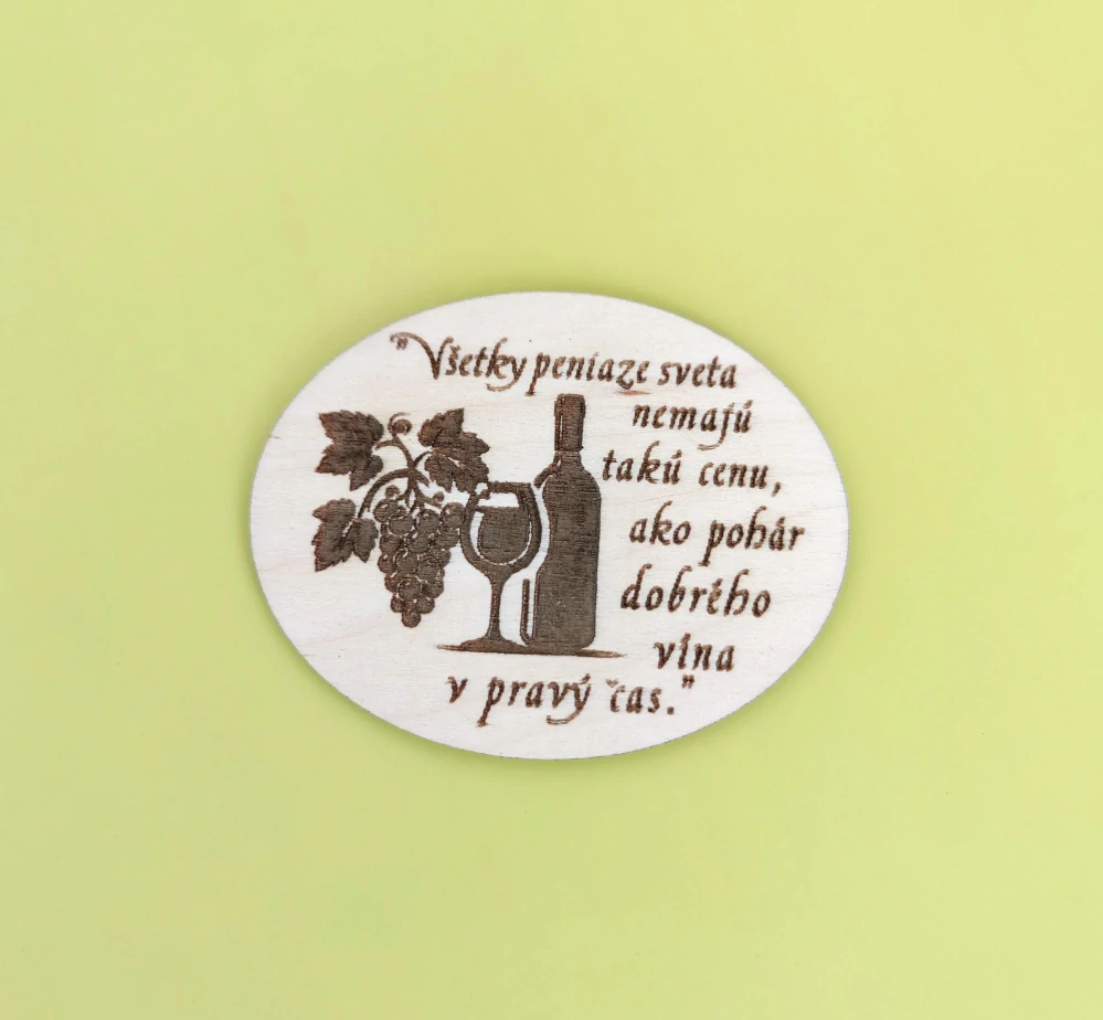 Drevená magnetka - Pohár vína