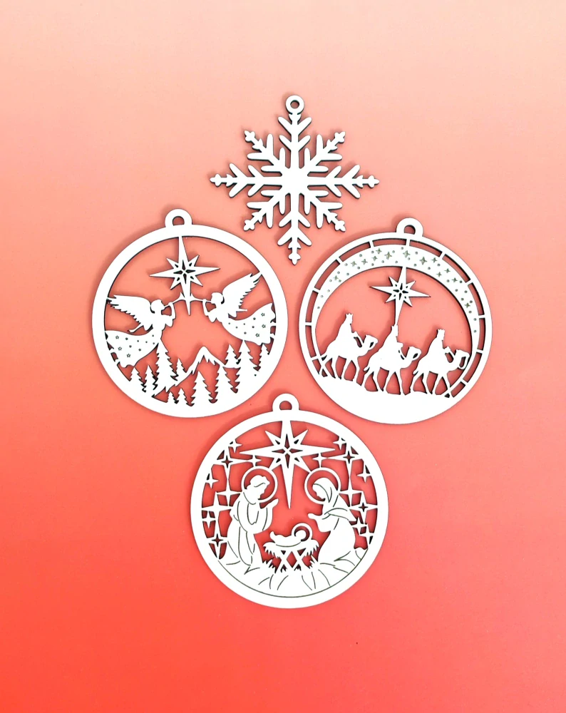 Drevené vianočné ozdoby - set 4