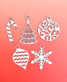 Drevené vianočné ozdoby - set 2