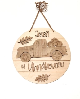 Jesenná dekorácia na dvere - Auto