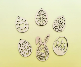 Drevené Veľkonočné vajíčka - set 6ks 2